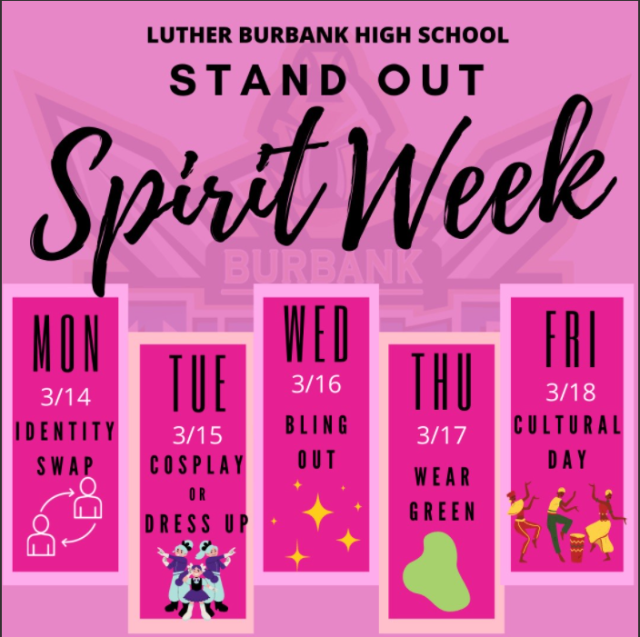 LBHS Spirit Week, 3/14 3/18 Luther Burbank High School